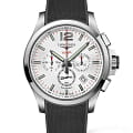 Longines Longines Conquest V.H.P. L3.727.4.76.9  L37274769 кварцевые мужские часы серебристый циферблат, браслет каучук — вид спереди